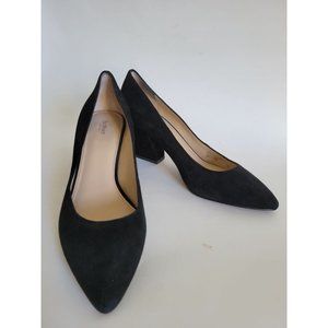 Bokier Black Suede Stella pump shoes heels size 9.5 quiet luxury